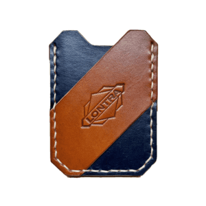 Elegáns, praktikus, minőségi, marhabőr kártyatartó – navy kék-barna