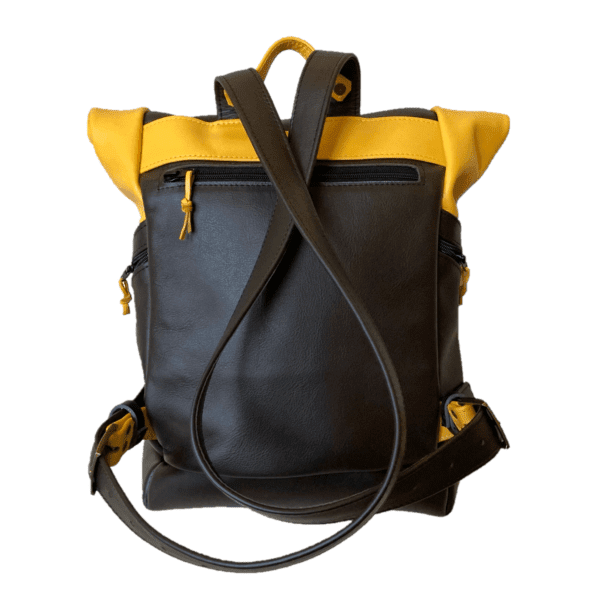 Magyar kézzel készített bőr hátizsák – napsárga,barna