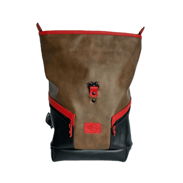 Kézzel készített bőr hátizsák – mexikói,fekete,piros