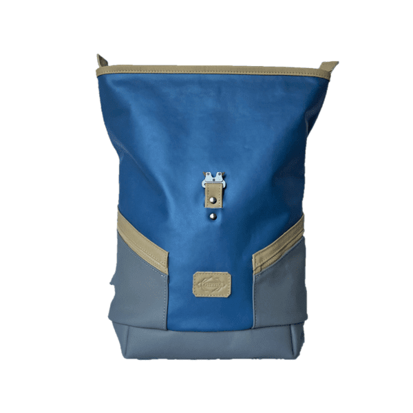 Magyar kézműves bőr hátizsák - galaxy kék, szürke, bézs