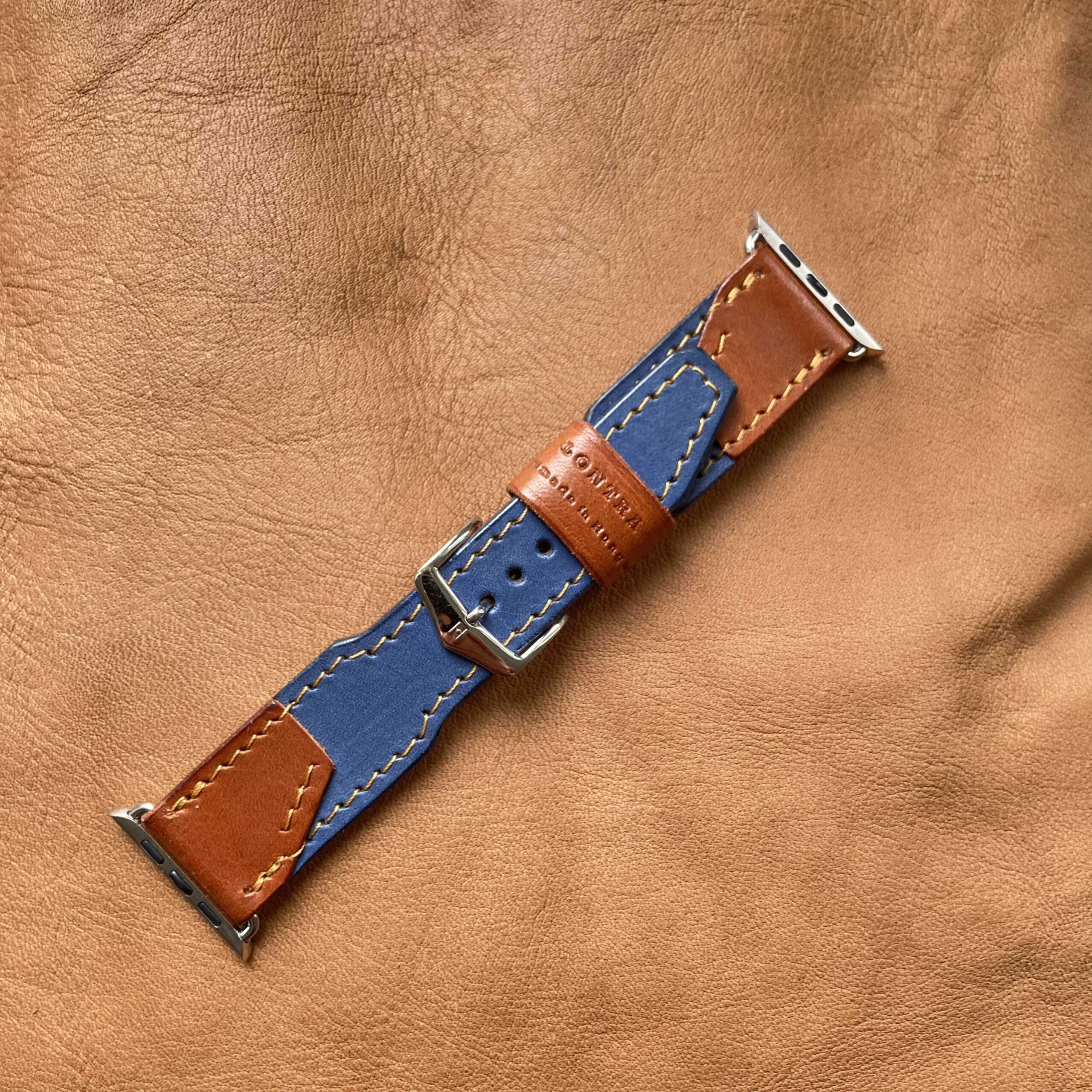 Óceán-barna bőr óraszíj – 22-20 mm, unisex karórához | Lontra