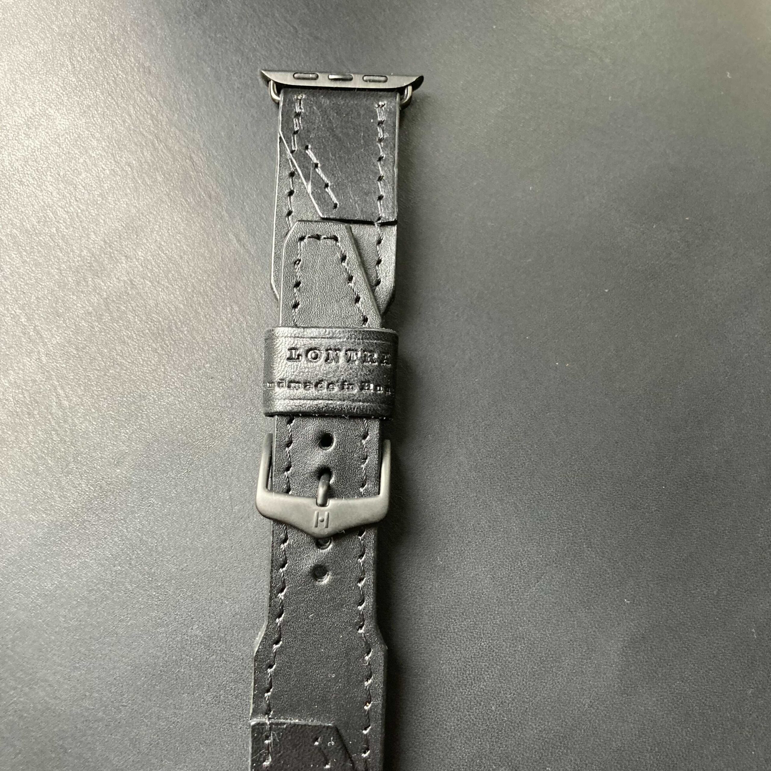 Fekete bőr óraszíj – 22-20 mm, unisex karórához | Lontra - Image 3