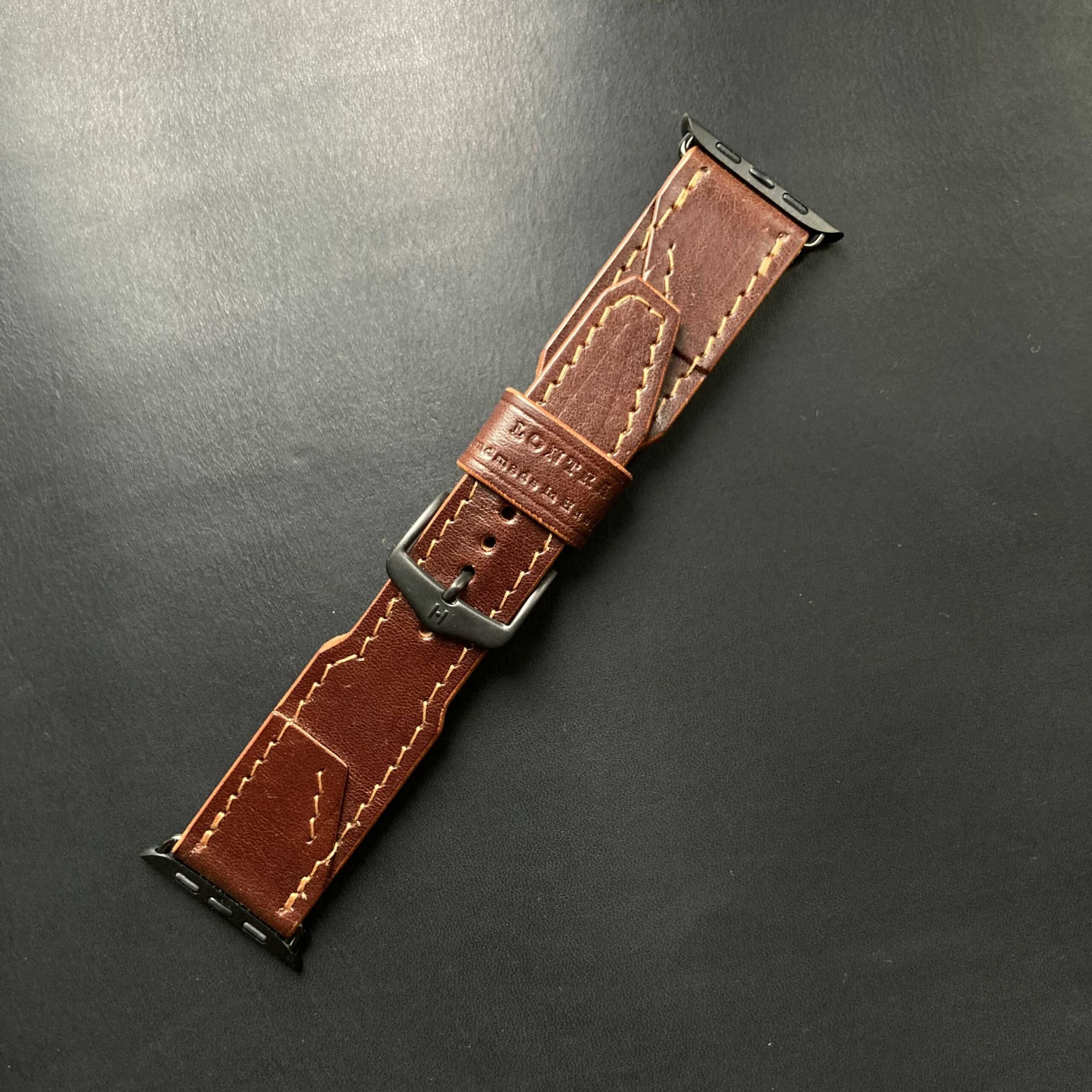 Gesztenye barna bőr óraszíj – 22-20 mm, unisex karórához | Lontra