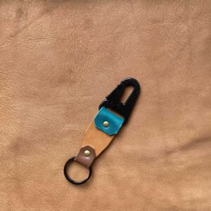 Türkiz-dupla barna bőr kulcstartó | Lontra